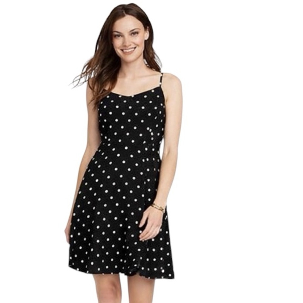 Old Navy Polka Dot Black and White Cami Spaghetti Strap Mini Dress Size M Medium